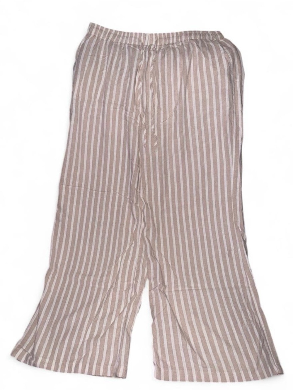 Womens Blenca Wide Leg Striped Linen Pants in Beige and White Sz XL